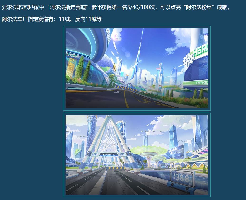 QQ飞车手游阿尔法指定赛道有哪些？