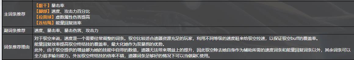 崩坏：星穹铁道驭空带什么遗器词条